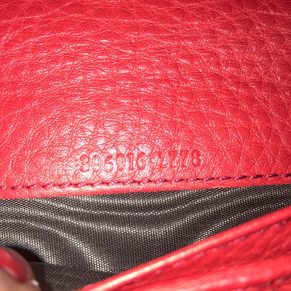 Red Leather Hobo Bag with Signature Embossed Logo - Picture 14 of 14